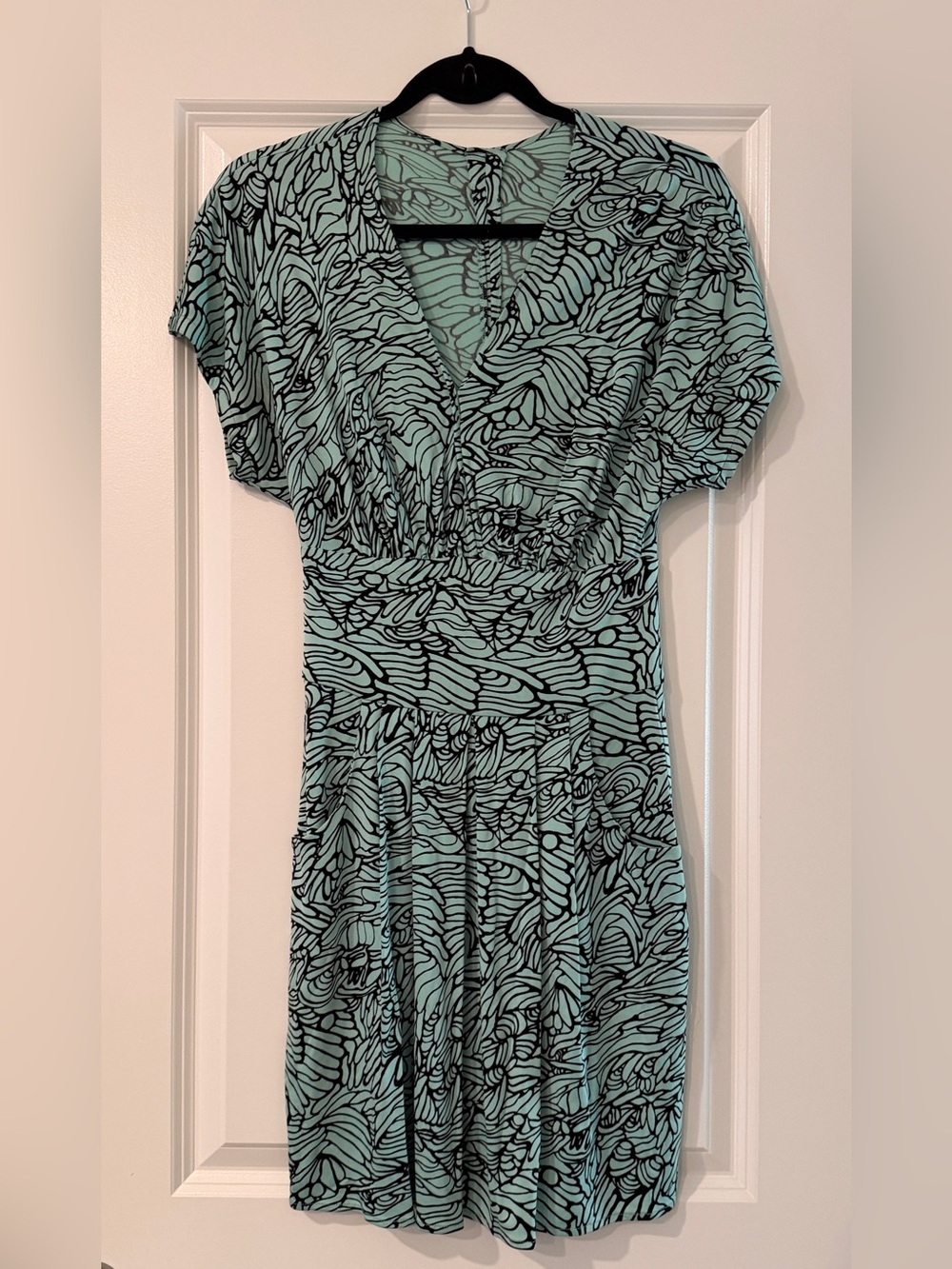 Mara Hoffman Mint Green and Black Abstract Print Mini Dress